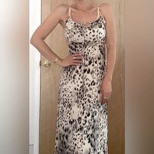 Phanuel Leopard Print Maxi Dress with Ruching.